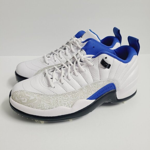 NEW Nike Air Jordan 12 Low Golf Shoes DM9015-105 Size 7 White Game Blue main image 7